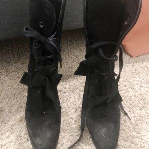 Chanel lace up boots